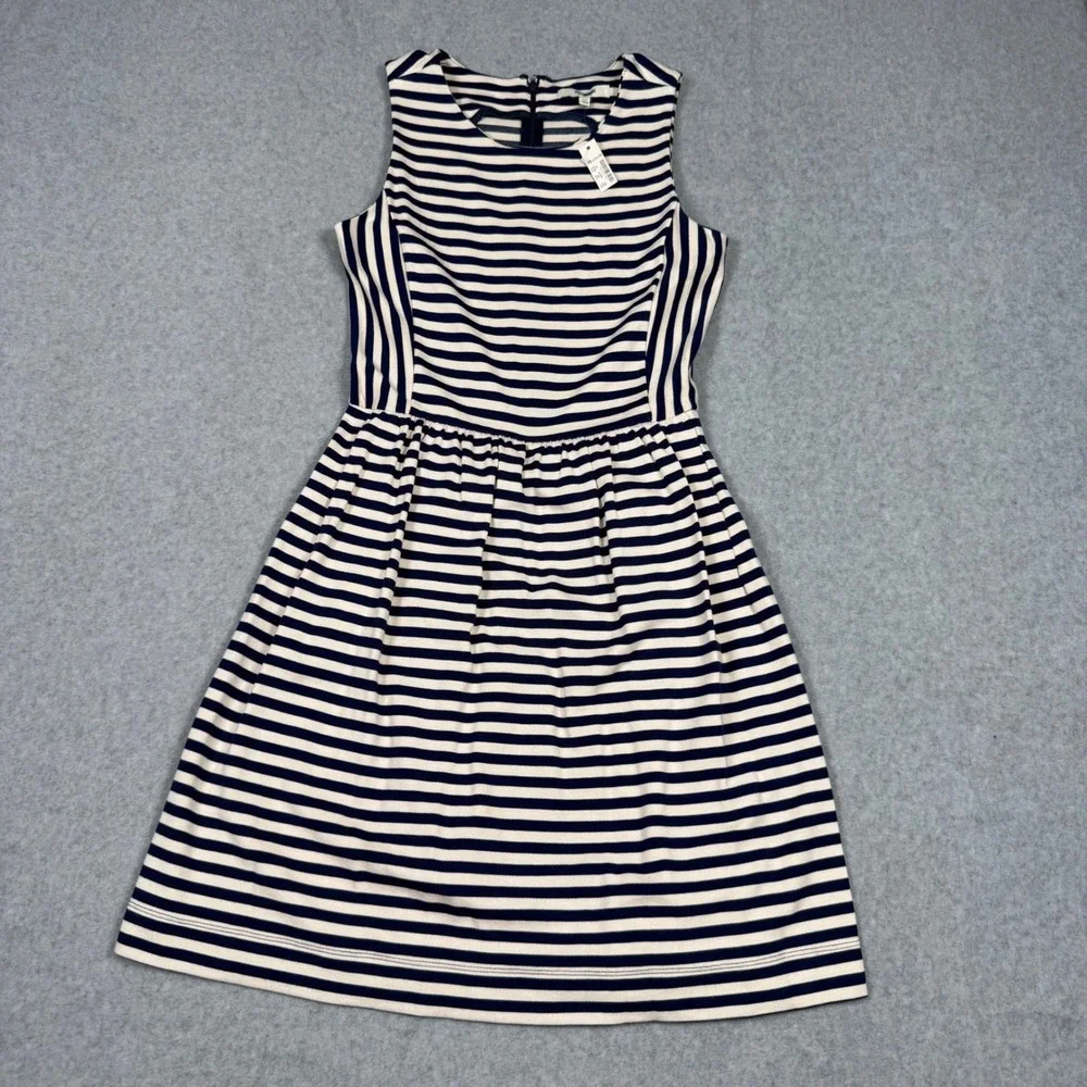Madewell Navy Blue Cream Nautical Country Club Striped Fit Flare Knit Dress XS